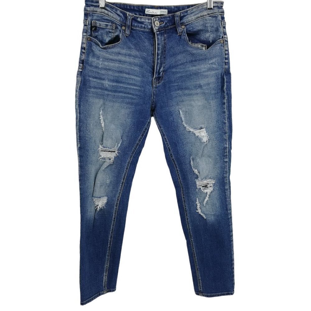 Kancan High Rise Boyfriend Destroyed Distressed Jeans Size 30 Maurices Medium